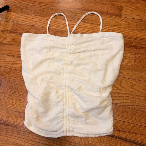 Anthropologie Pilcro Cream Ivory Ruched Strap Tube Top XL - Picture 5 of 12